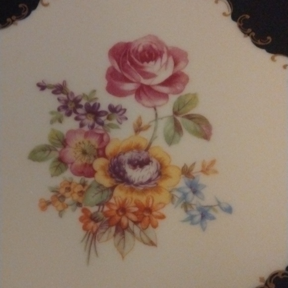Reichenbach Porcelain Floral Cobalt Plate - Picture 3 of 6